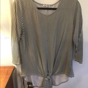 DJ & Juju striped tie front top